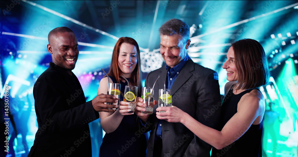 African American Man And Woman Enjoy Celebration Party.