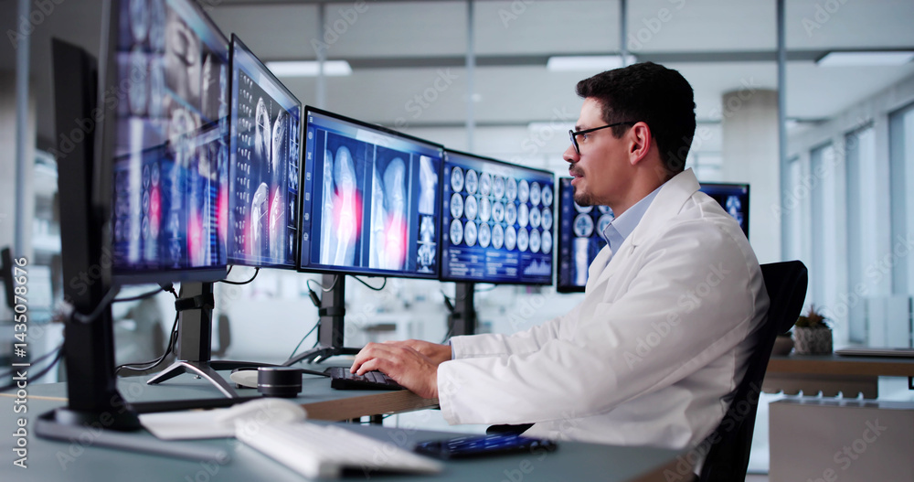 Radiologist Dentist Using X Ray Software