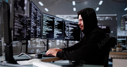 Obraz na płótnie Hacker And Computer Data Breach w salonie