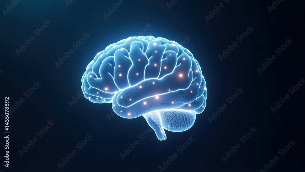 Glowing Human Brain Neural Network 3D Medical Illustration Digital Art Glowing Human Brain Neural Network 3D Medical Illustration Digital Art