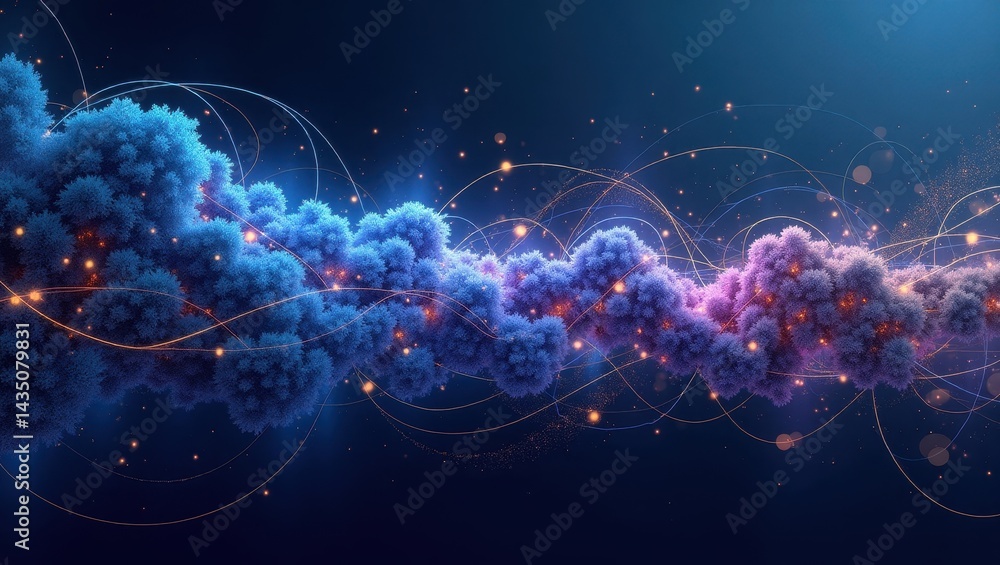 Obraz premium Enchanting Digital Art Glowing Trees Connected by Mystical Energy Lines
