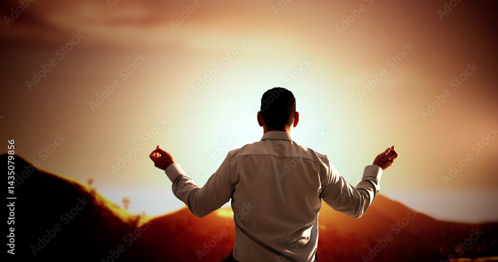 Faithful Man Kneels In Prayer, Seeking Hope