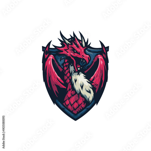 Flying Dragon Wrestling shield Logo esports for gaming