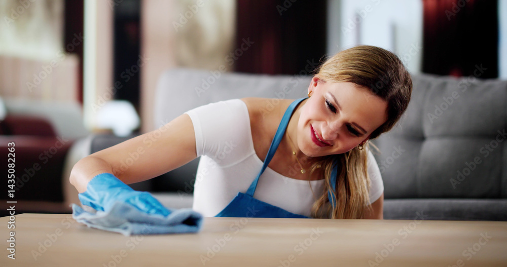 Professional Housekeeper Providing Hotel Bedroom Cleaning Services