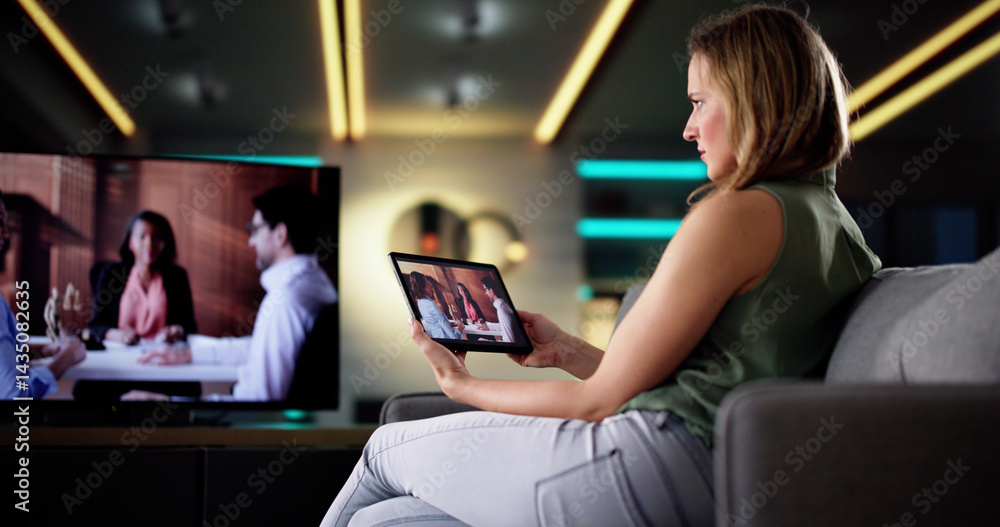 Digital Streaming: Young Female Using Tablet