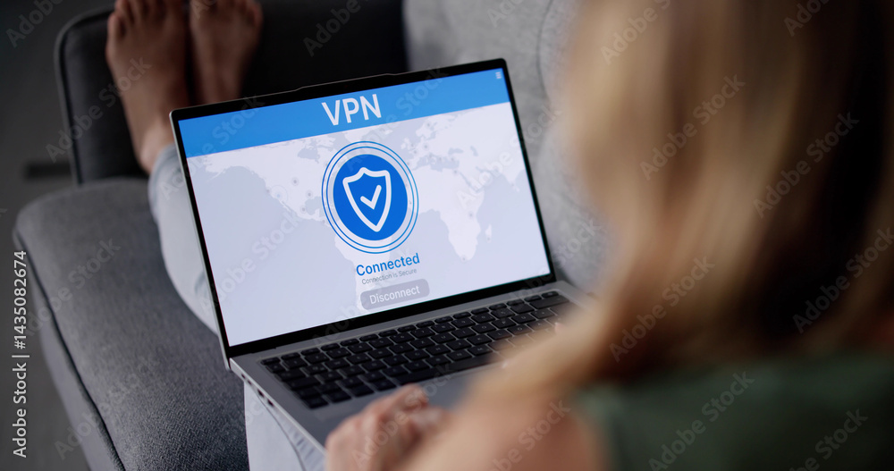Woman Using VPN On Phone For Secure Online Browsing