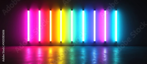 Wallpaper Mural A vibrant display of colorful neon tubes illuminating a modern space. Torontodigital.ca