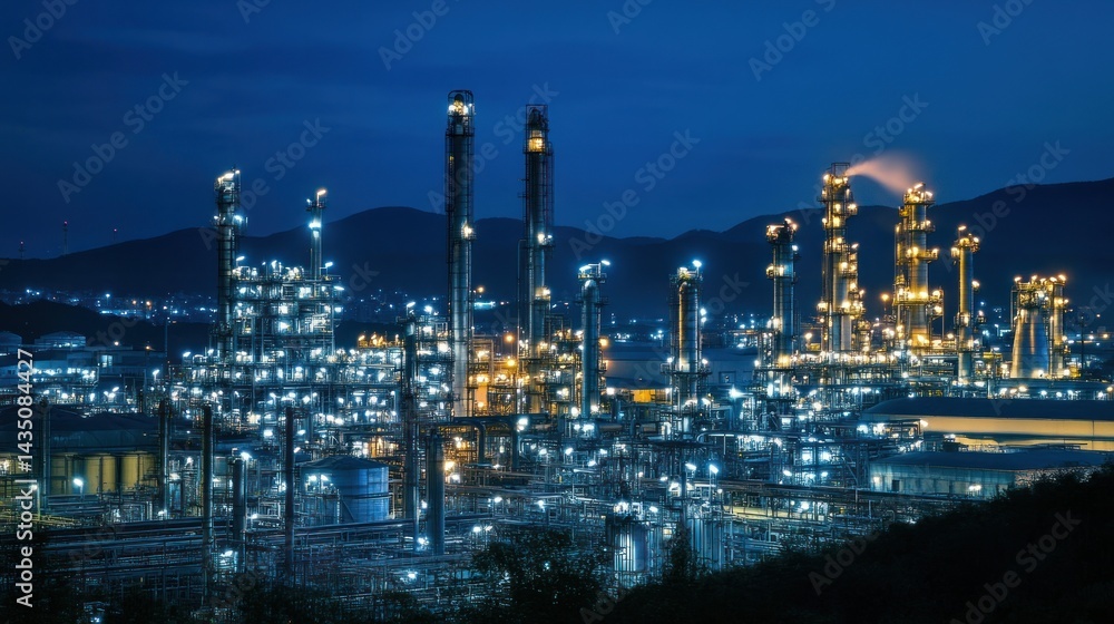 Obraz premium Industrial complex at night
