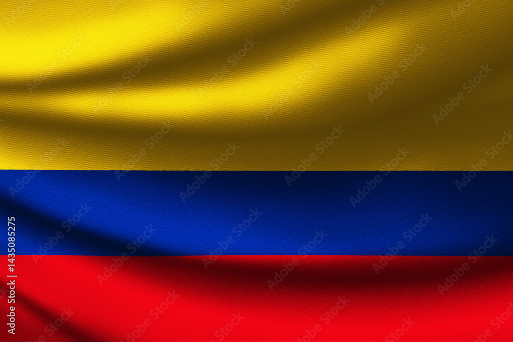 Obraz premium The National Flag of Colombia with fabric texture