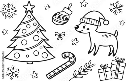 Cute Christmas Doodles Pack for Holiday Designs. Hand Drawn Cute Christmas Doodles Pack. Christmas Doodles Pack for Creative Projects. Adorable Christmas Doodles Pack for Designers