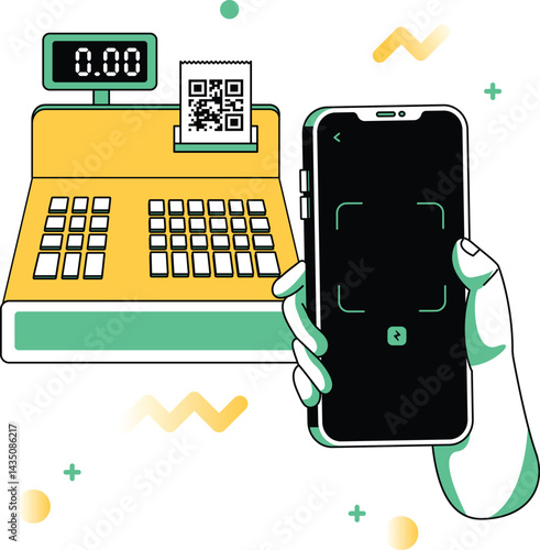Contactless Payment by Scanning QR Code at the Cash Register