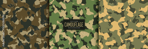set of three military camouflage pattern background