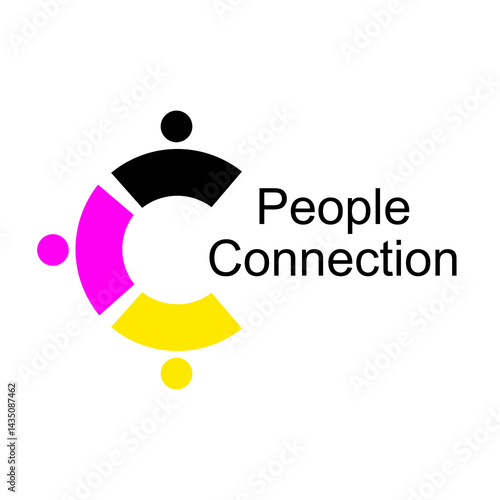 Connect people together icon representing connectivity and unity. Vector emblem featuring interlinked circular shape symbolizes teamwork, collaboration, union, cooperation	