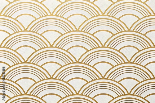 Elegant Gold and White Art Deco Scallop Pattern Background Texture