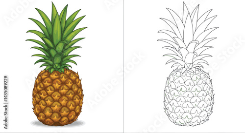 Pineapple: Freshness and Deliciousness: Showcasing a vibrant pineapple, the image captures its tropical allure and the essence of healthy eating with high quality visual presentation.