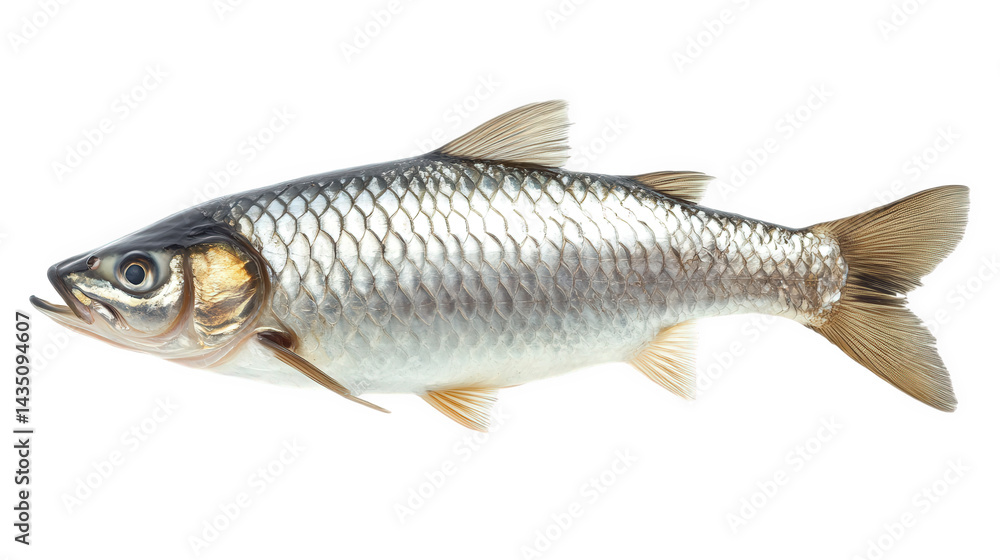 Fototapeta premium fresh fish. showcasing its shiny scales and streamlined body. typically used in culinary contexts its natural coloration and detailed features highlight its aquatic nature. making it suitable for educ