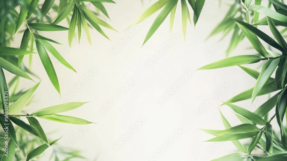 Fresh green bamboo leaves frame Fresh green bamboo leaves frame
