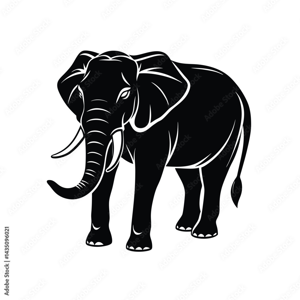 Fototapeta premium Elephant Silhouette vector illustration isolated on white background
