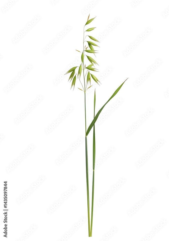 Isolated Green Cereal Plant on White Background, Minimalist Style Isolated Green Cereal Plant on White Background, Minimalist Style