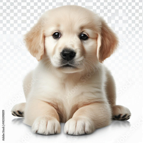 Cute 2-Month-Old Retriever Puppy Isolated on Transparent with white Background