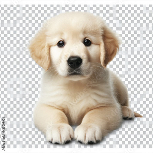 Cute 2-Month-Old Retriever Puppy Isolated on Transparent with white Background
