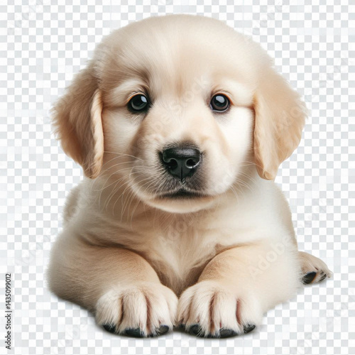 Cute 2-Month-Old Retriever Puppy Isolated on Transparent with white Background