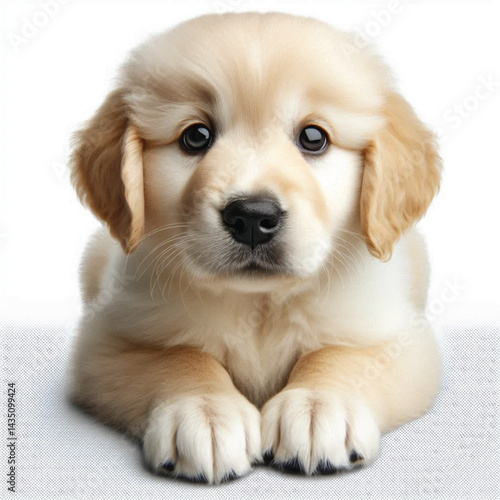 Cute 2-Month-Old Retriever Puppy Isolated on Transparent with white Background