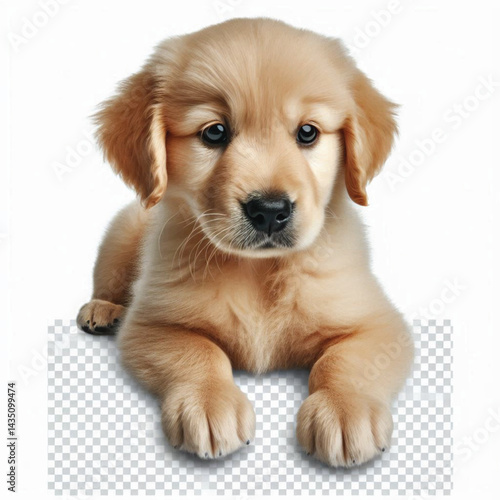 Cute 2-Month-Old Retriever Puppy Isolated on Transparent with white Background