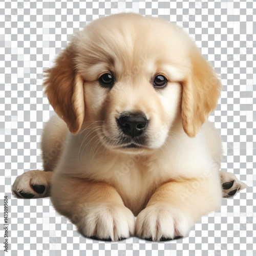 Cute 2-Month-Old Retriever Puppy Isolated on Transparent with white Background