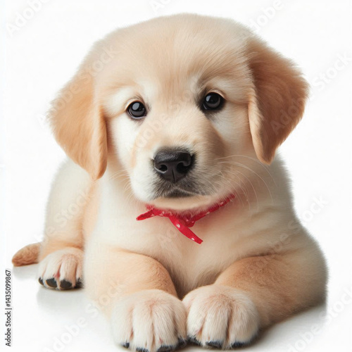 Cute 2-Month-Old Retriever Puppy Isolated on Transparent with white Background