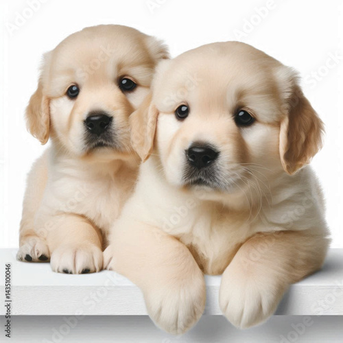 Cute 2-Month-Old Retriever Puppy Isolated on Transparent with white Background