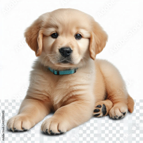 Cute 2-Month-Old Retriever Puppy Isolated on Transparent with white Background
