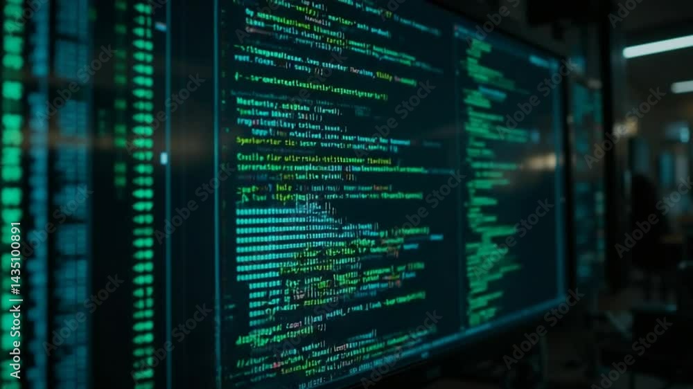 Displaying Computer Code on Screen Close Up Technology Displaying Computer Code on Screen Close Up Technology