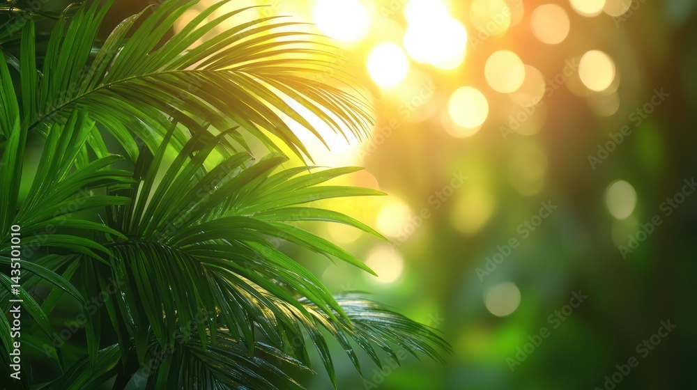 Obraz premium Tropical Palm Leaves Sunset Glow.