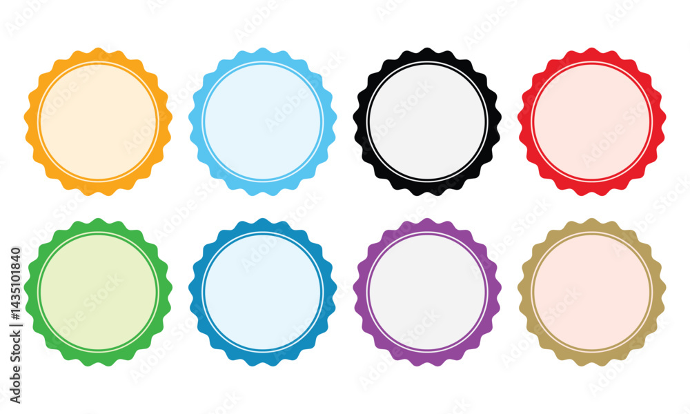 Simple circle frame vector icon set in different color. Collection of empty circular stamp signs. Blank labels or circular stamp set vector template Simple circle frame vector icon set in different color. Collection of empty circular stamp signs. Blank labels or circular stamp set vector template
