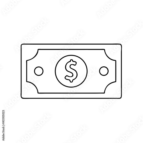 Banknote icon in thin outline style