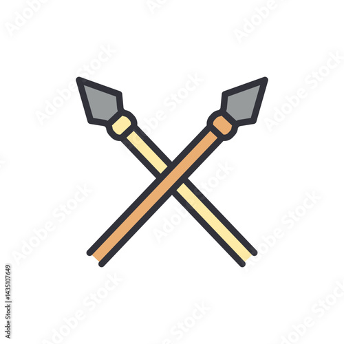 Spear colored icons, minimalist vector illustration ,simple transparent graphic element .Isolated on white background