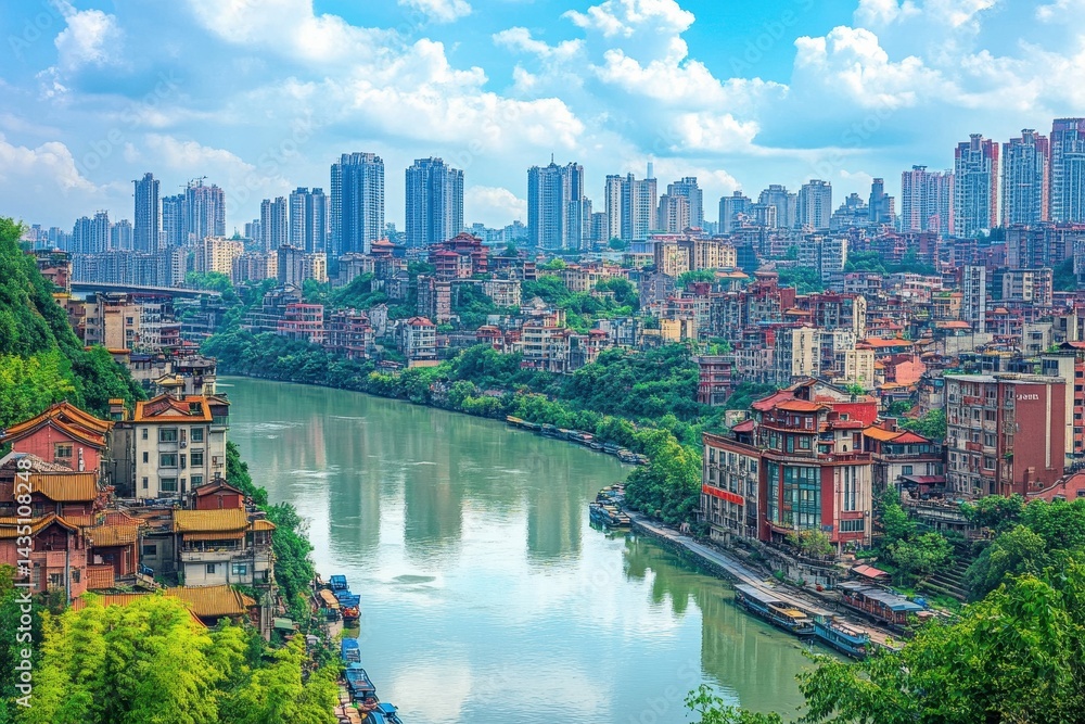 Fototapeta premium ultra HD picture of beautiful city sceneryin chongqingchina