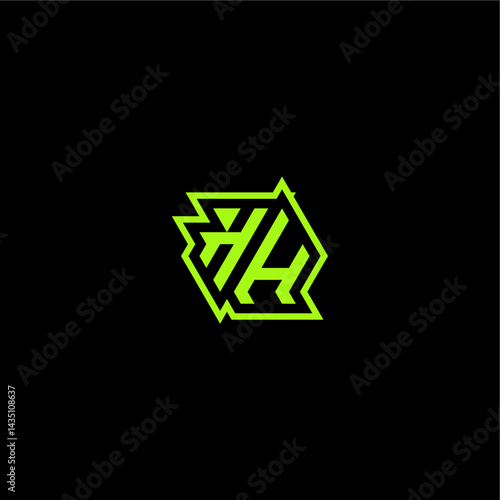 esport gaming initial logo design concept letter cool and dynamic monogram HH