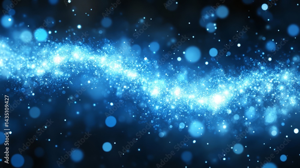 Cosmic Stream of Blue: A mesmerizing digital art creation of a blue stream of twinkling lights on a dark background. The abstract swirling pattern creates an ethereal and celestial aesthetic. Cosmic Stream of Blue: A mesmerizing digital art creation of a blue stream of twinkling lights on a dark background. The abstract swirling pattern creates an ethereal and celestial aesthetic.