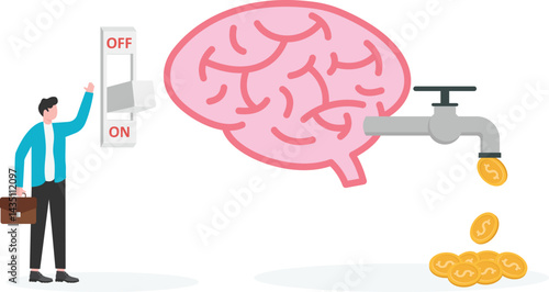 Turn on brain to creativity for make money, thought or concentration, smart thinking or emotional intelligence, mindset, wisdom and knowledge
