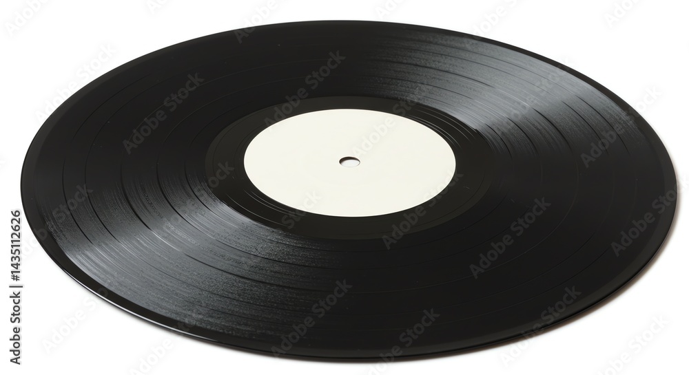 Obraz premium Black Vinyl Record on White Background Close Up