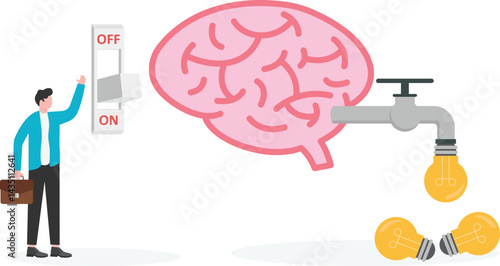 Turn on brain to creativity for make money, thought or concentration, smart thinking or emotional intelligence, mindset, wisdom and knowledge

