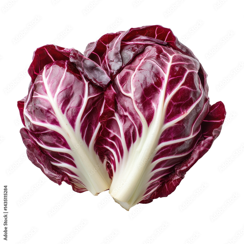 Fresh radicchio red salad displayed on a clean Transparent background for culinary presentation in healthy cooking, Radicchio red salad isolated on PNG background Fresh radicchio red salad displayed on a clean Transparent background for culinary presentation in healthy cooking, Radicchio red salad isolated on PNG background