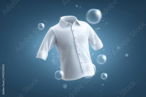clean shirt in water bubbles