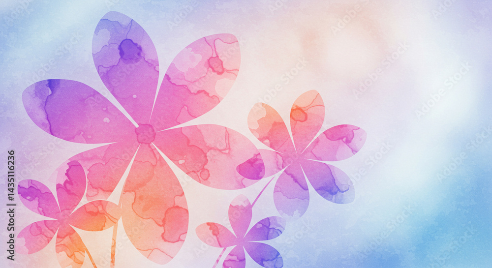 Obraz premium Watercolor Floral Design Pastel Rainbow Flowers, Soft Background
