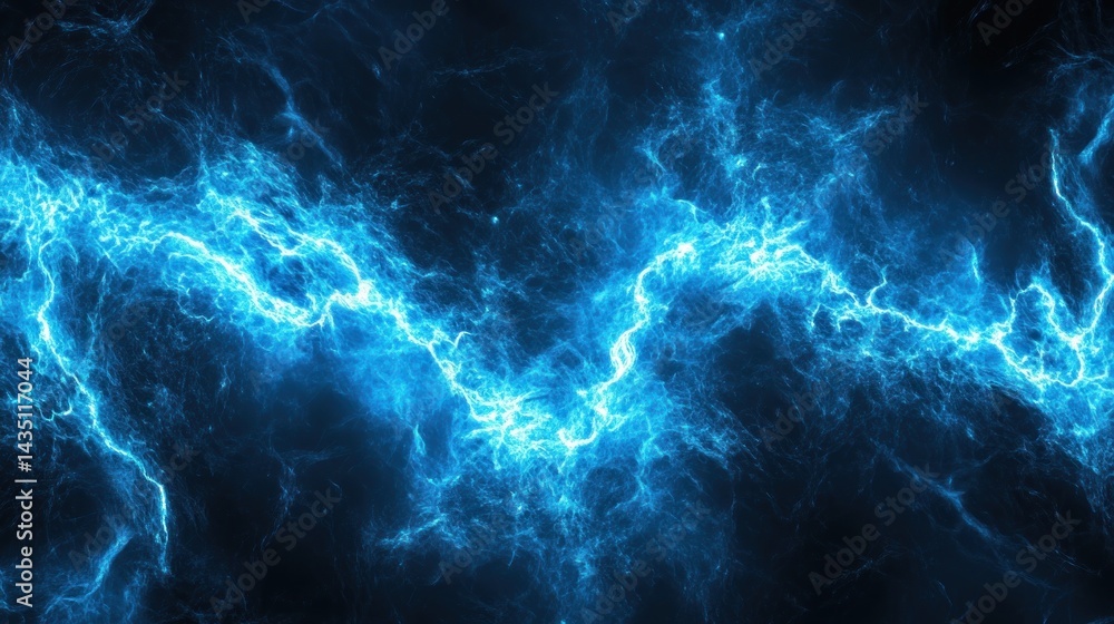 Powerful, dynamic, blue electrical energy flows through a dark background Powerful, dynamic, blue electrical energy flows through a dark background