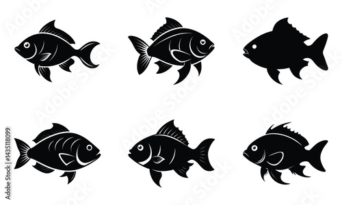 Black Tilapia Fish Graphic Vector Silhouette Style