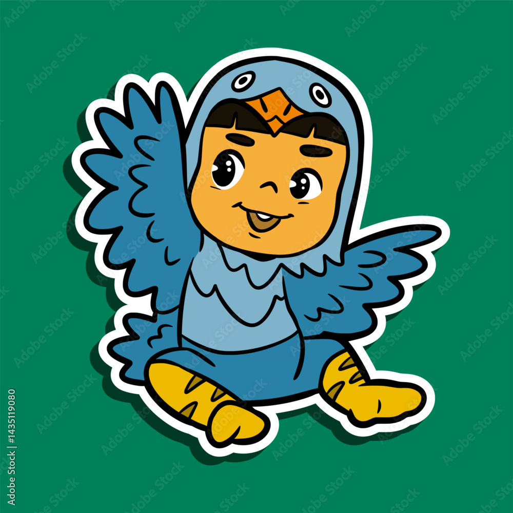 Doodle Sticker Illustration of a Kid Wearing a Bird Costume Doodle Sticker Illustration of a Kid Wearing a Bird Costume