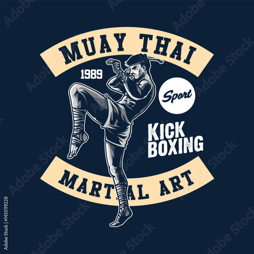 muay thai martial art retro style